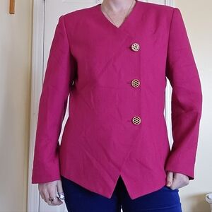 Kasper Vintage Hot Pink Blazer with Gold Buttons Barbiecore